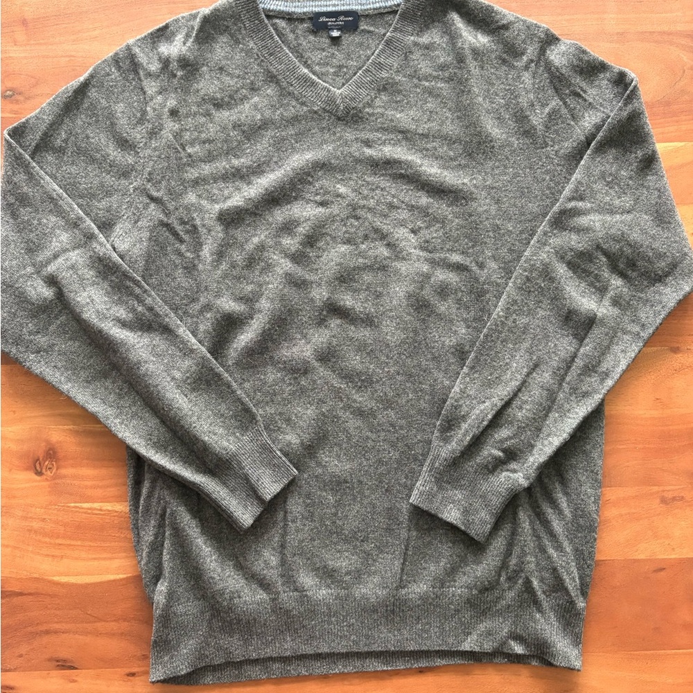 Elegant Charcoal V-Neck Cashmere Sweater for Men